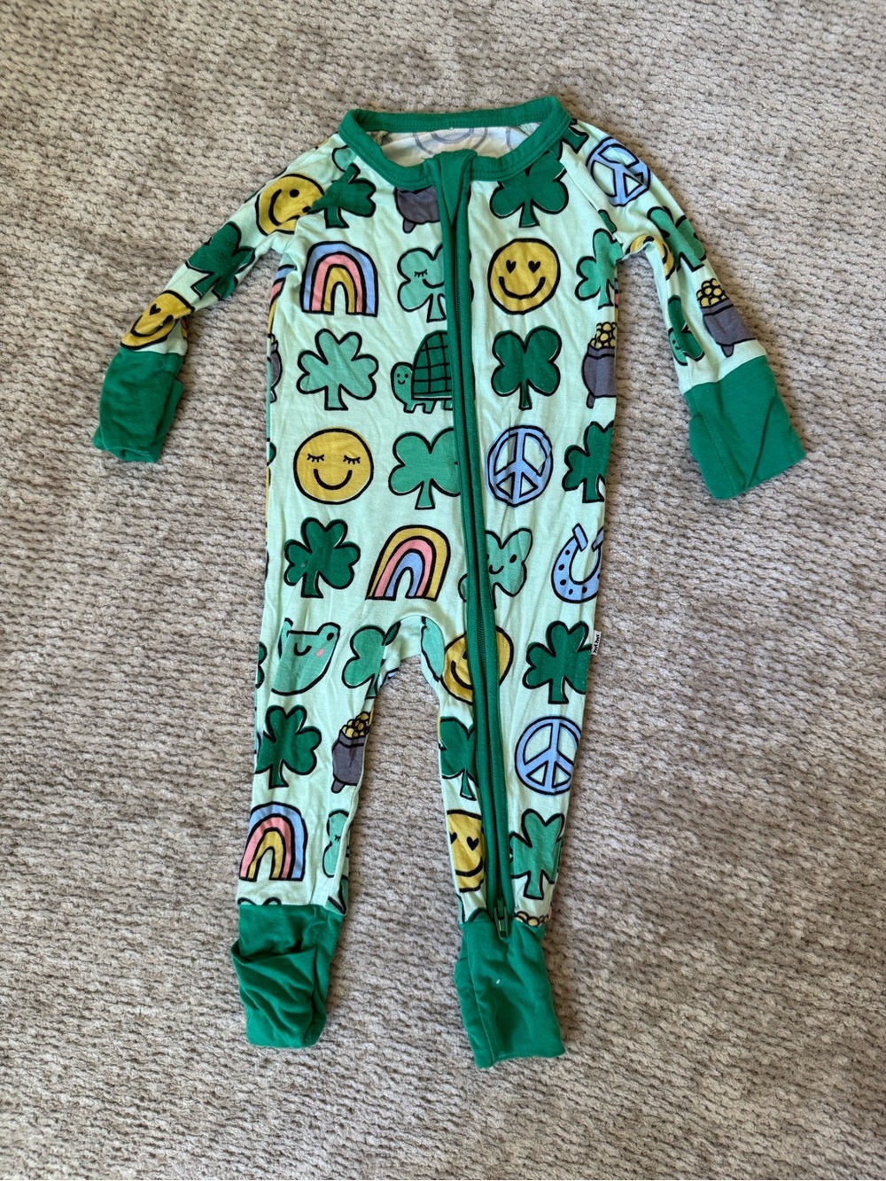 Little Sleepies Lucky Bamboo Zippy One Piece Pajama Newborn St. Patrick’s Day